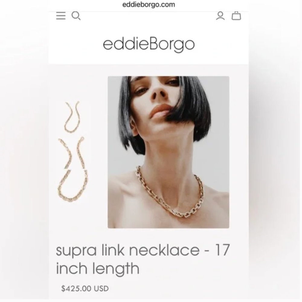Eddie Borgo Chain Link Necklace Supra Length 17" Gold NEW